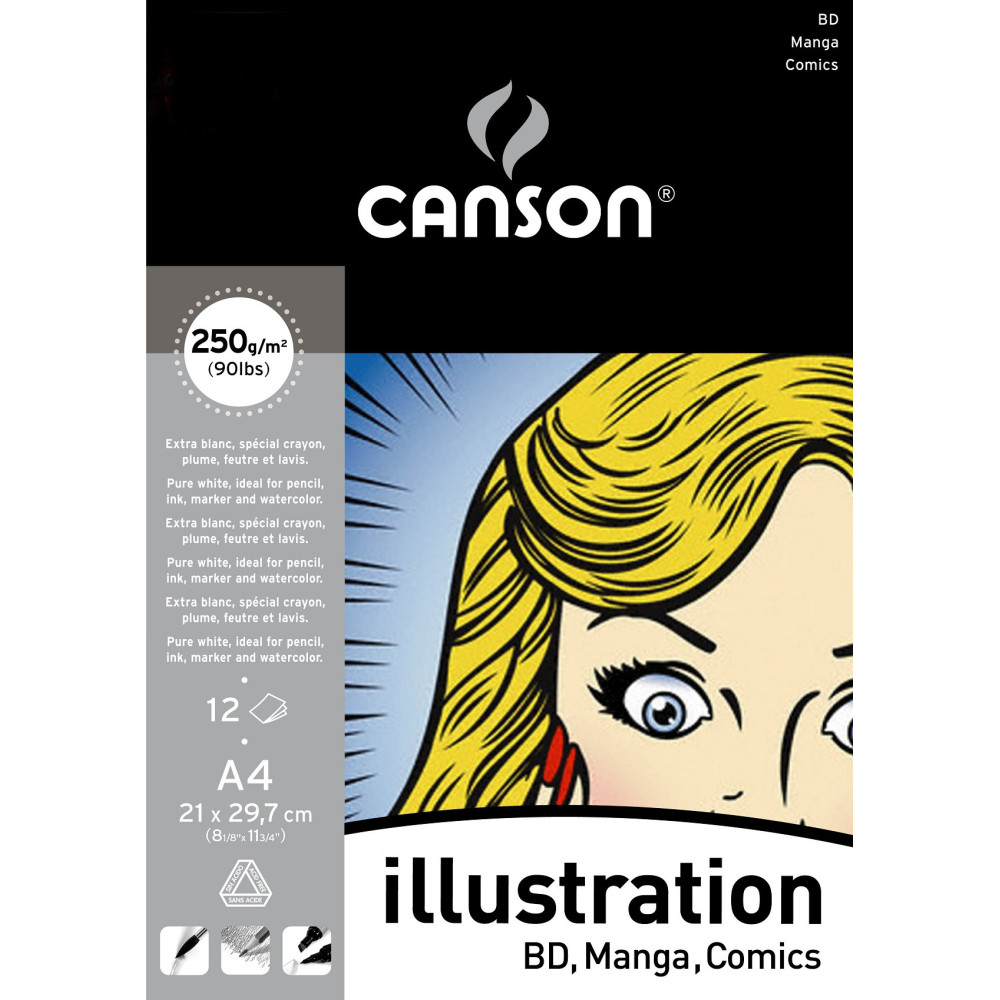 Blok do komiksów Illustration A4 - Canson - 250 g, 12 ark.