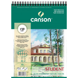 Drawing paper pad Student A5 - Canson - spiral-bound, 160 g, 30 sheets