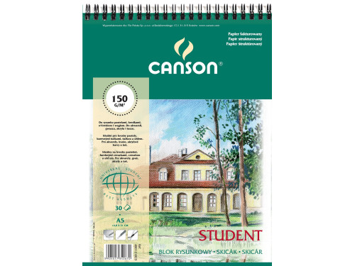 Blok rysunkowy Student A5 - Canson - spirala, 150 g, 30 ark. spirala