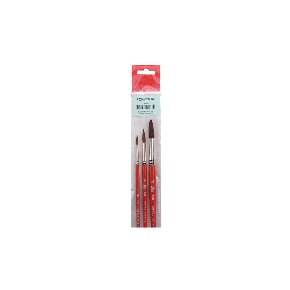 Set of round, natural brushes - Talens - watercolor, 3 pcs.