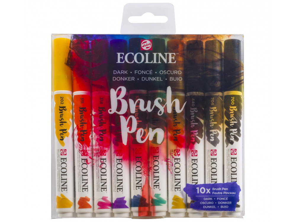 Brush Pen watercolor set Ecoline - Talens - Dark, 10 colors