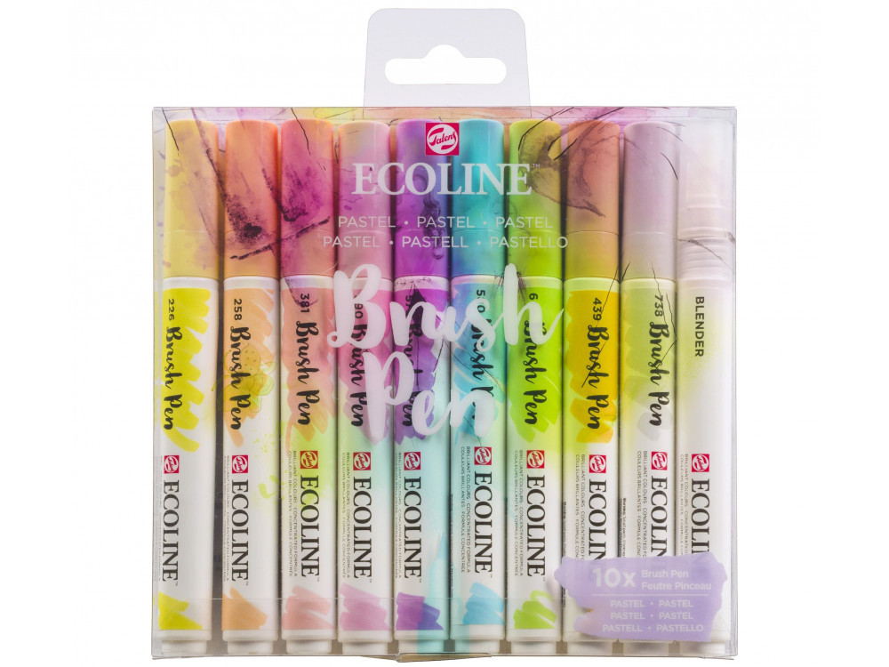 Brush Pen watercolor set Ecoline - Talens - Pastel, 10 colors