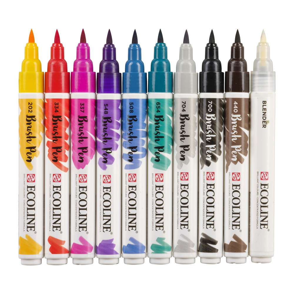 Brush Pen watercolor set Ecoline - Talens - Handlettering, 10 colors