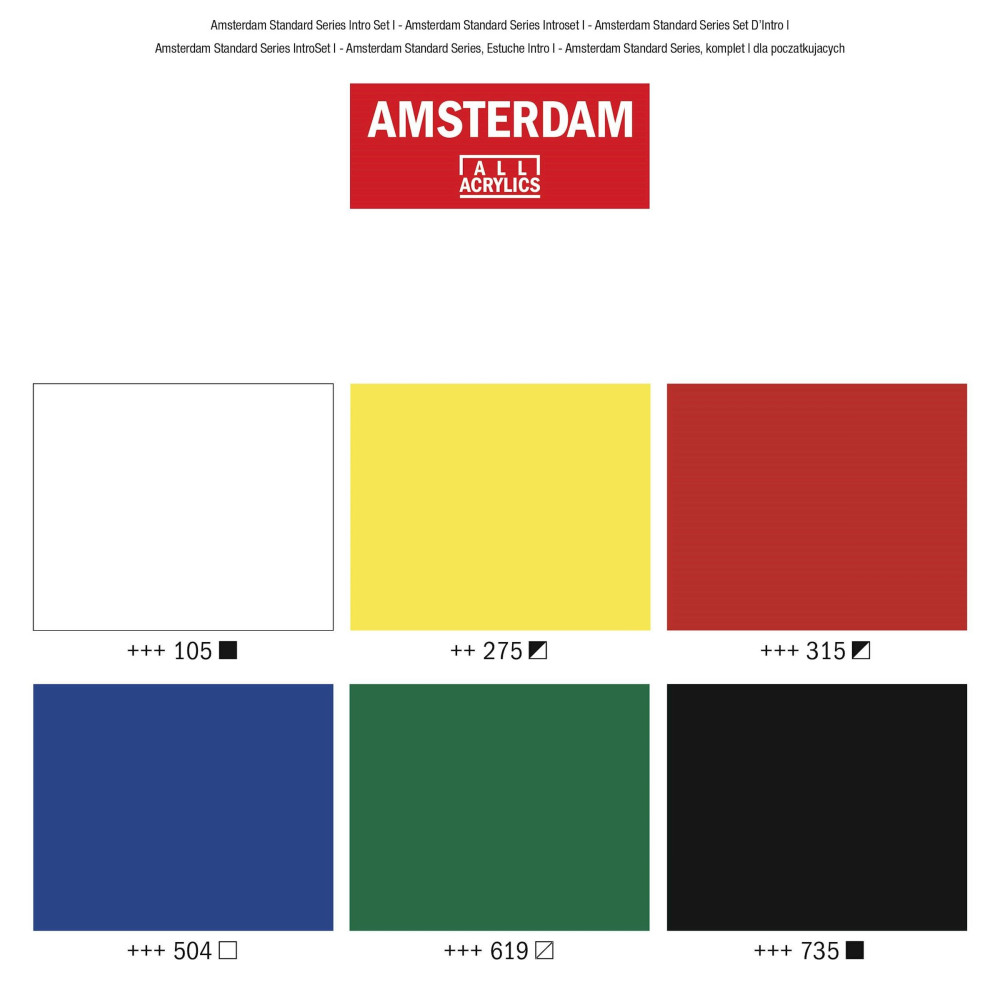 Zestaw farb akrylowych w tubkach - Amsterdam - 6 kolorów x 20 ml