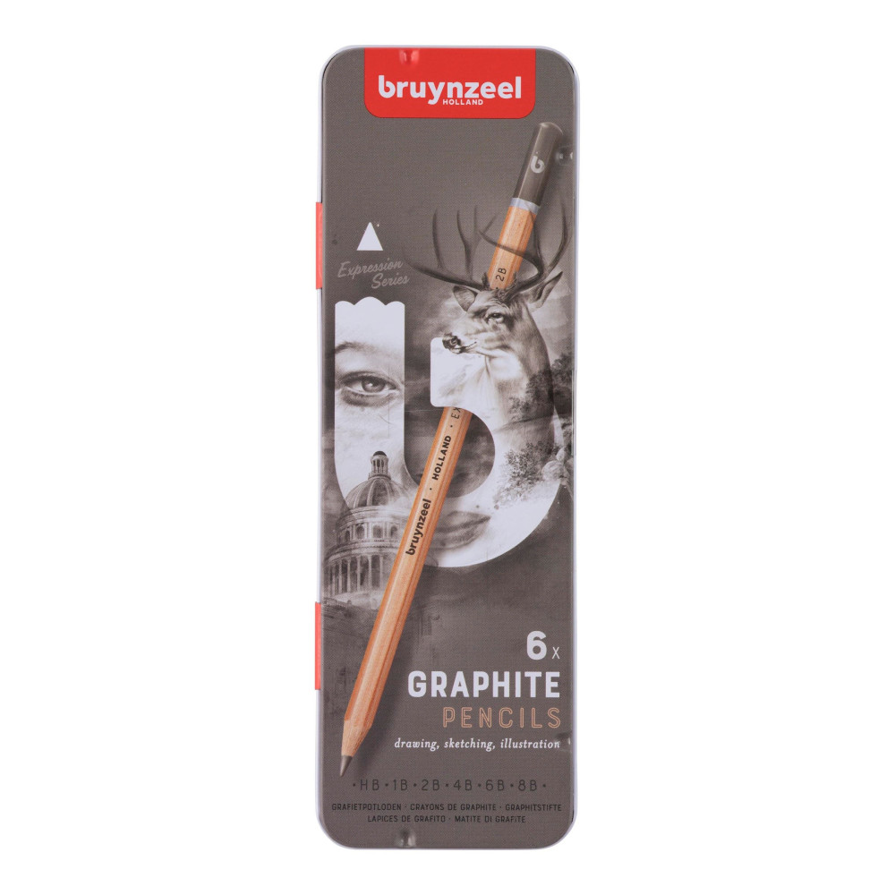 Set of graphite pencils Expression in metal tin - Bruynzeel - 6 pcs.