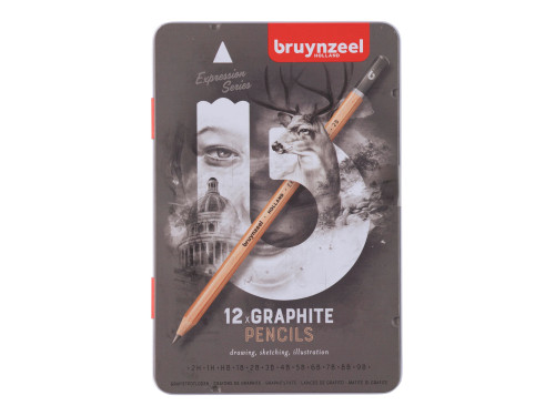 Set of graphite pencils Expression in metal tin - Bruynzeel - 12 pcs.