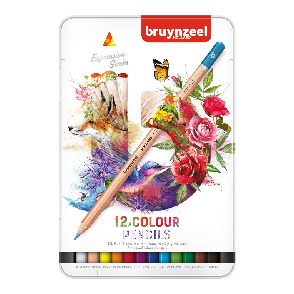 Zestaw kredek Expression w metalowym etui - Bruynzeel - 12 kolorów
