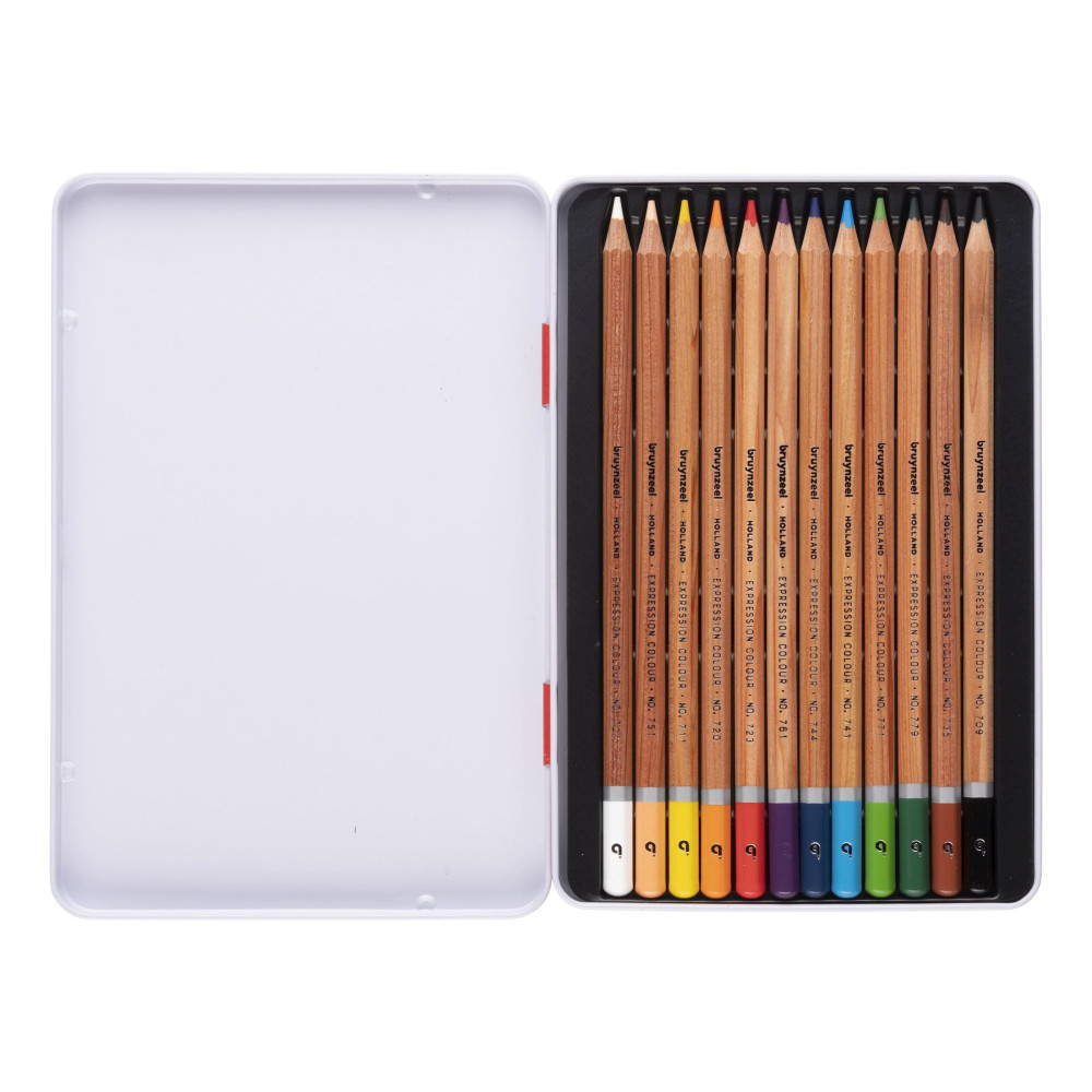 Set of colored pencils Expression in metal tin - Bruynzeel - 12 colors