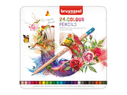 Set of colored pencils Expression in metal tin - Bruynzeel - 24 colors