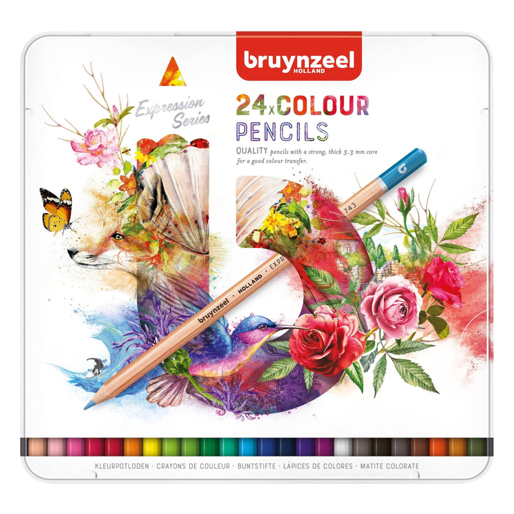 Set of colored pencils Expression in metal tin - Bruynzeel - 24 colors
