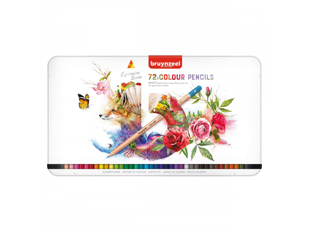 Set of colored pencils Expression in metal tin - Bruynzeel - 72 colors