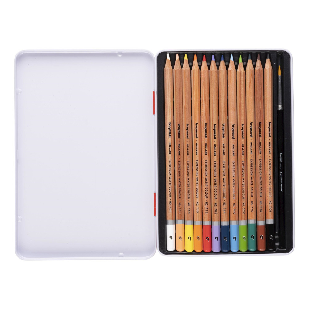 Set of watercolor pencils Expression in metal tin - Bruynzeel - 12 colors
