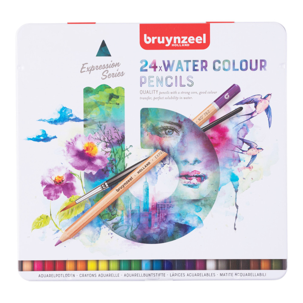 Zestaw kredek akwarelowych Expression w metalowym etui - Bruynzeel - 24 kolory