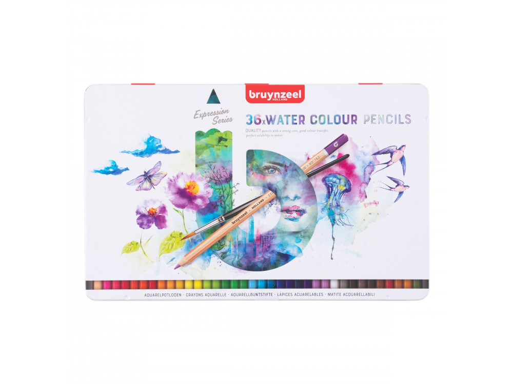 Set of watercolor pencils Expression in metal tin - Bruynzeel - 36 colors