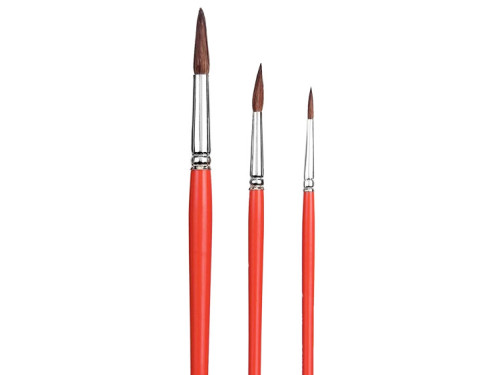 Set of round, natural brushes - Talens - watercolor, 3 pcs.