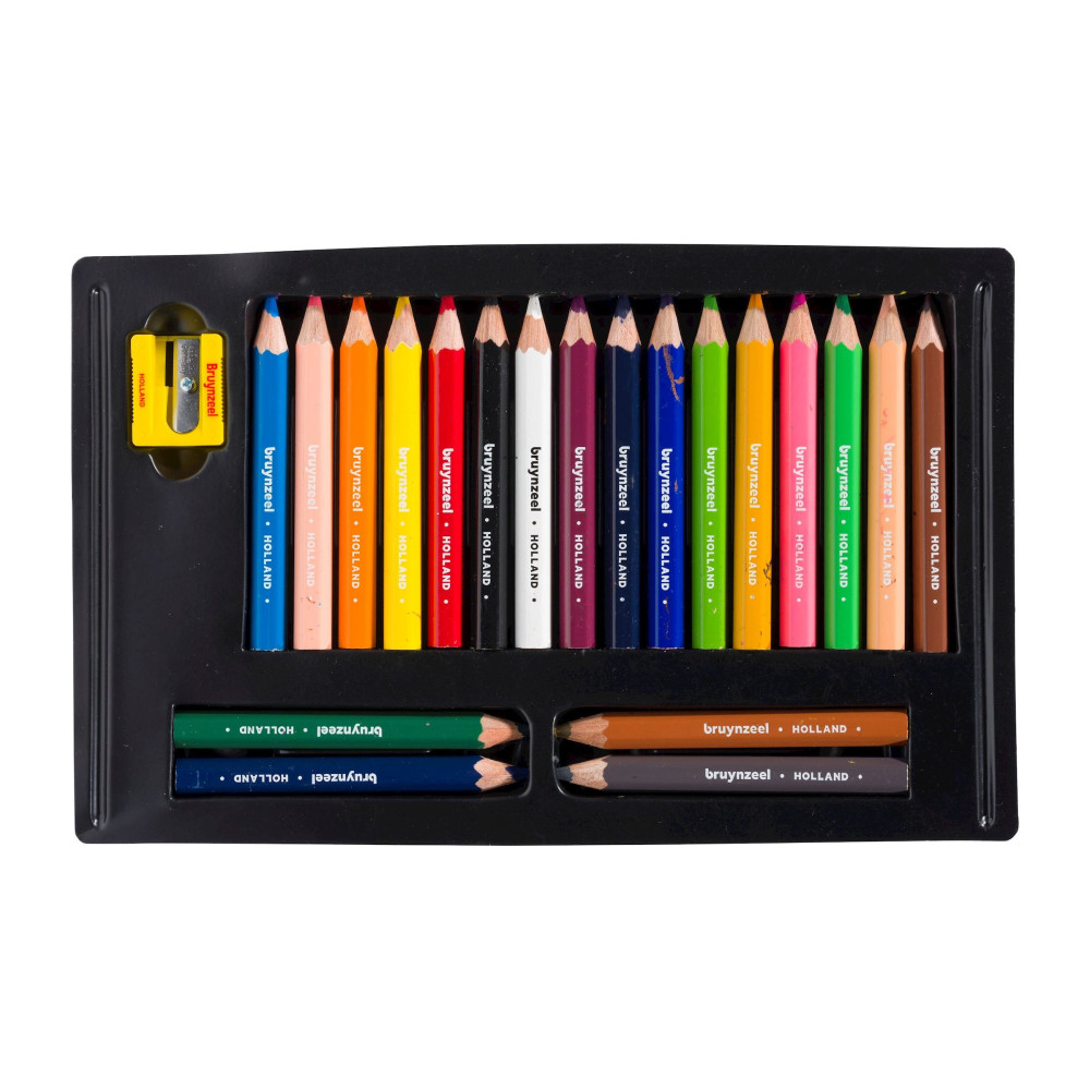Set of thick and short colored pencils for kids - Bruynzeel - 20 colors