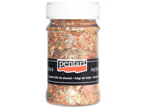 Decor foil in flakes - Pentart - gold and copper, 100 ml
