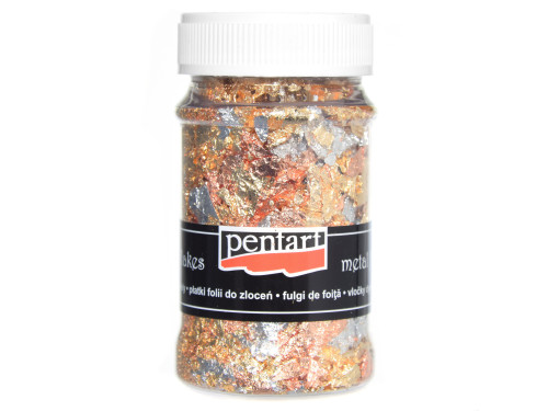 Decor foil in flakes - Pentart - gold, silver and copper, 100 ml