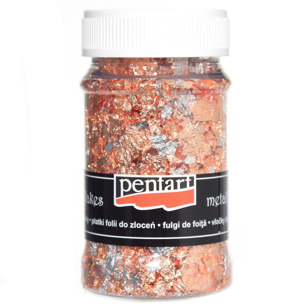 Decor foil in flakes - Pentart - silver and copper, 100 ml