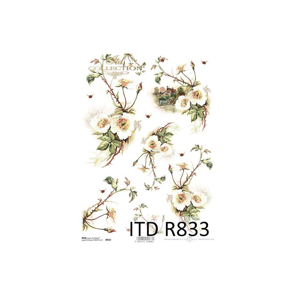 Papier do decoupage A4 - ITD Collection - ryżowy, R833