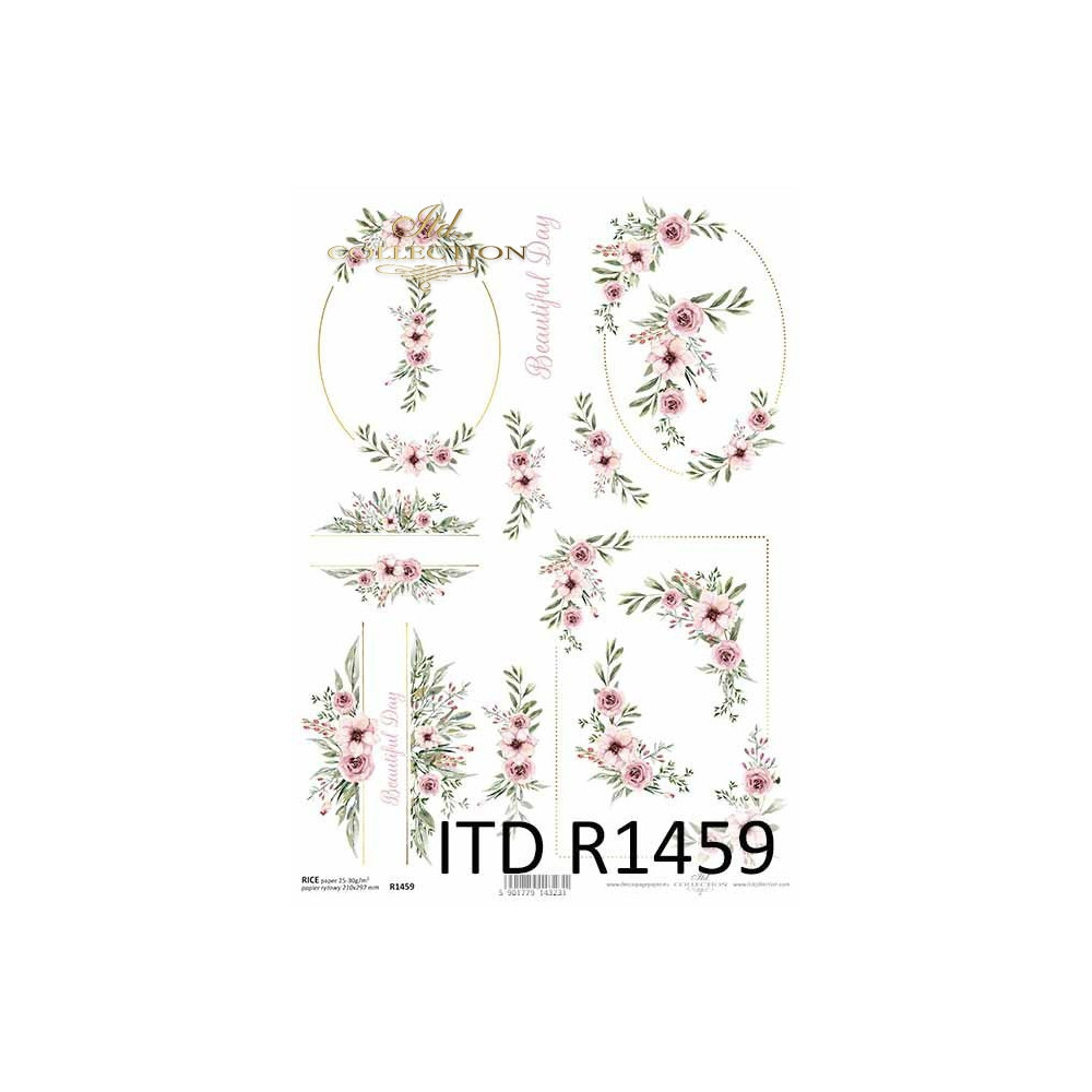 Decoupage paper A4 - ITD Collection - rice, R1459