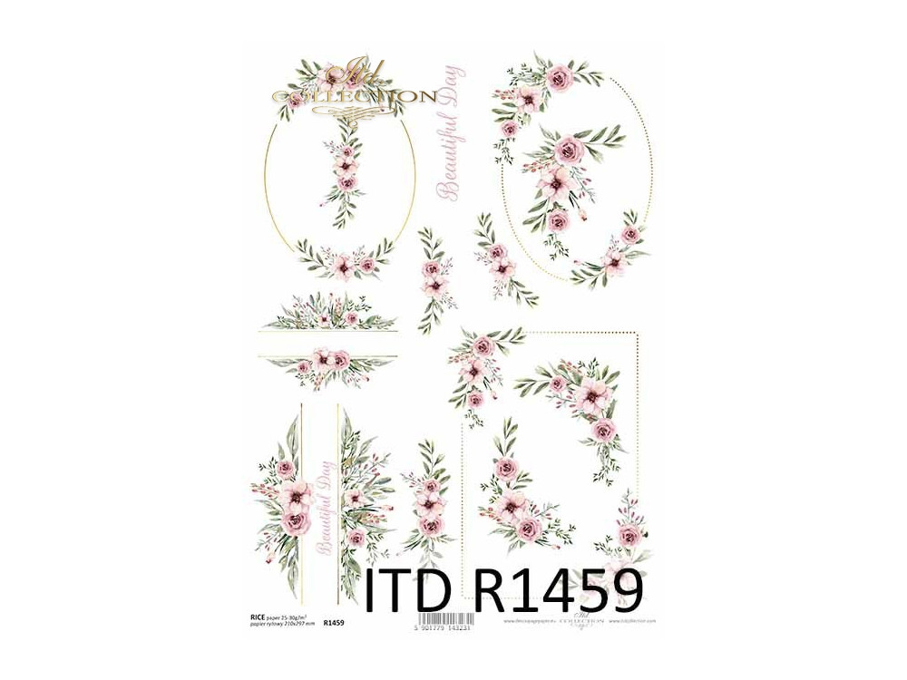 Decoupage paper A4 - ITD Collection - rice, R1459