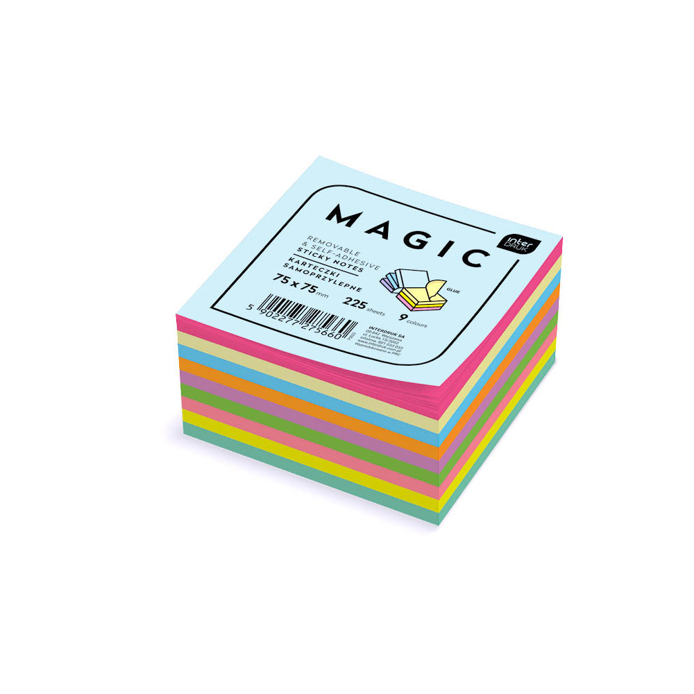 Karteczki samoprzylepne Magic - Interdruk - 9 kolorów, 225 szt.