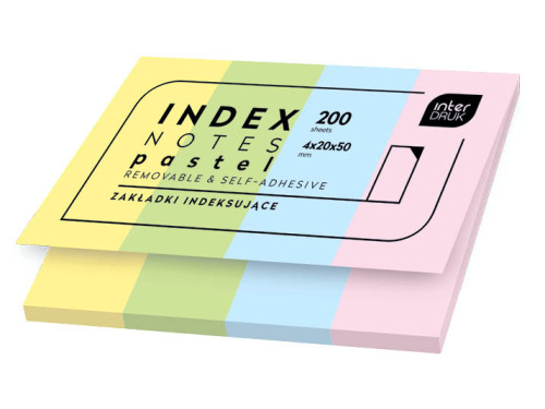 Zakładki indeksujące Pastel Index Notes - Interdruk - 4 kolory, 200 szt.