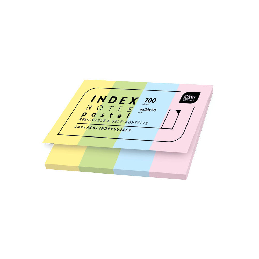 Zakładki indeksujące Pastel Index Notes - Interdruk - 4 kolory, 200 szt.