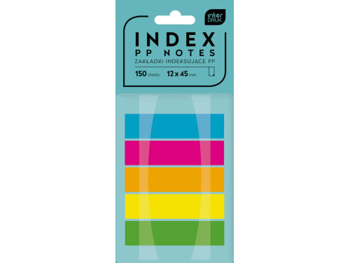 Zakładki indeksujące PP Index Notes w podajniku - Interdruk - 5 kolorów, 150 szt.