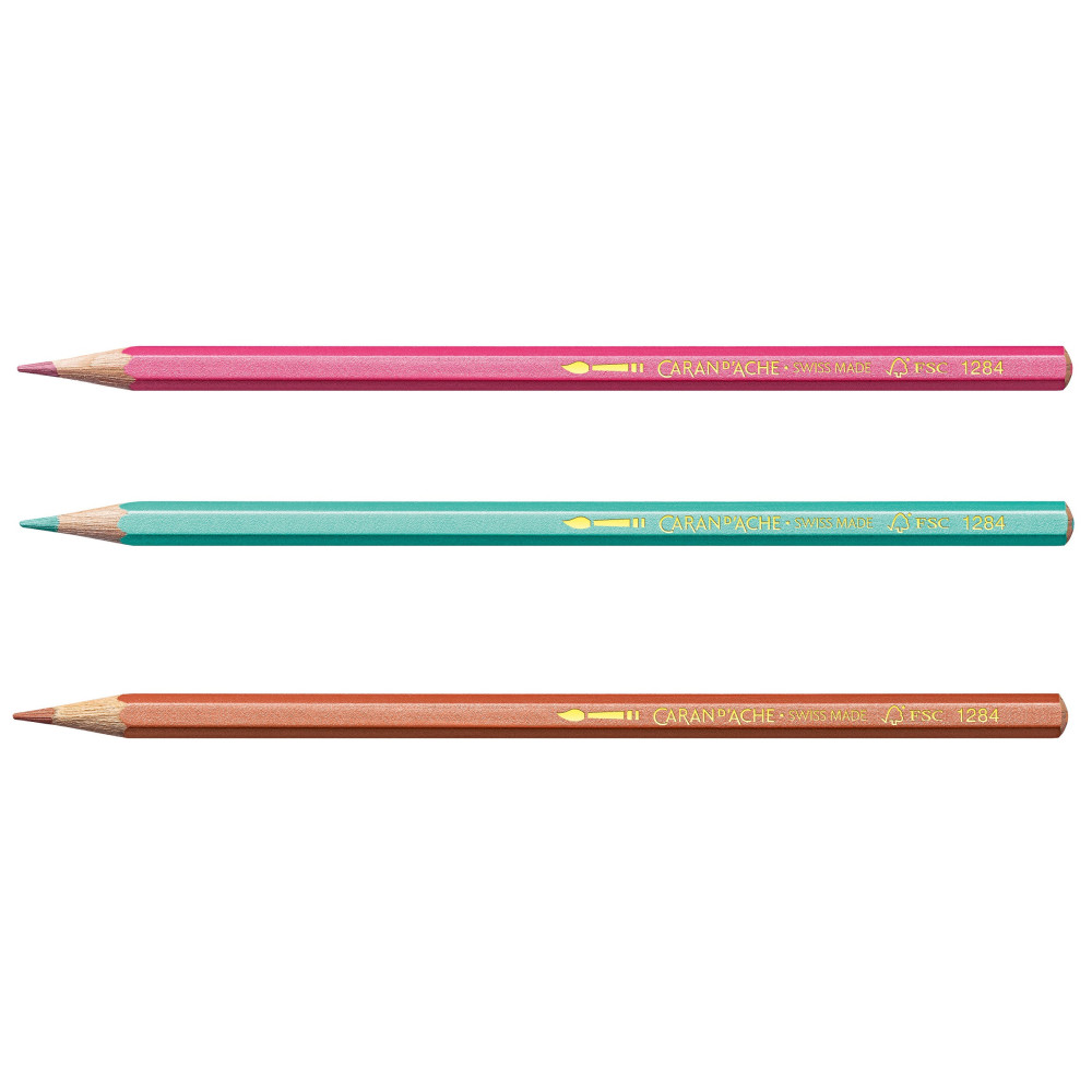 Watercolor metallic Fancolor pencils - Caran d'Ache - 6 colors