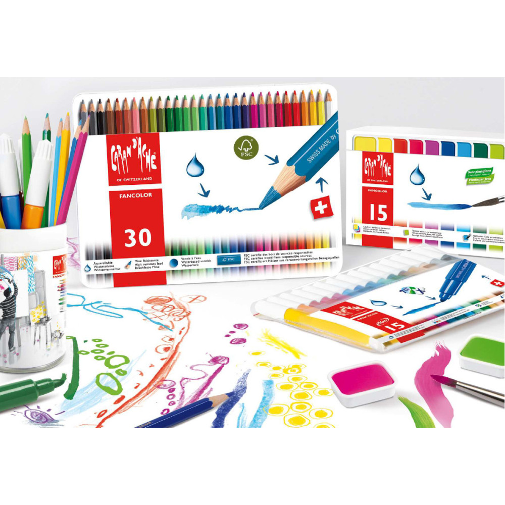 Watercolor metallic Fancolor pencils - Caran d'Ache - 6 colors