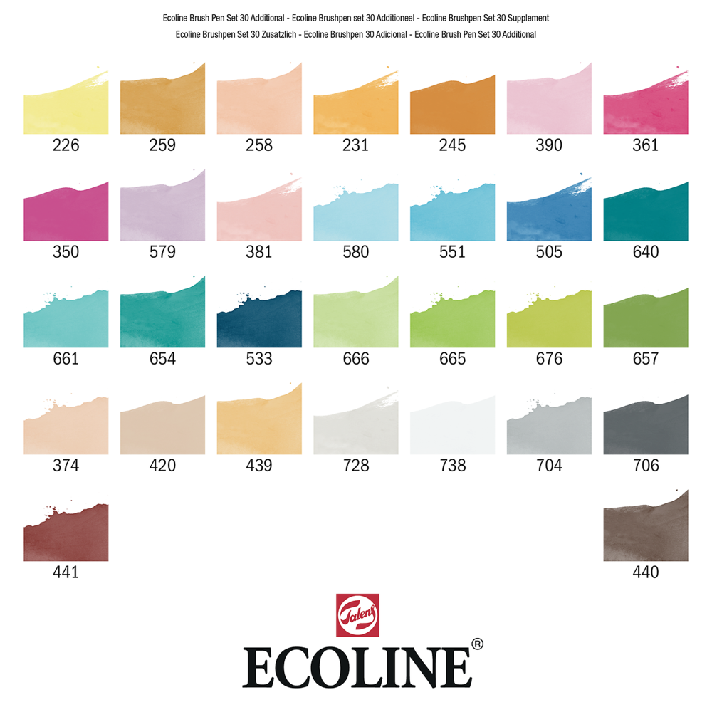 Zestaw pisaków pędzelkowych Ecoline - Talens - Additional, 30 kolorów
