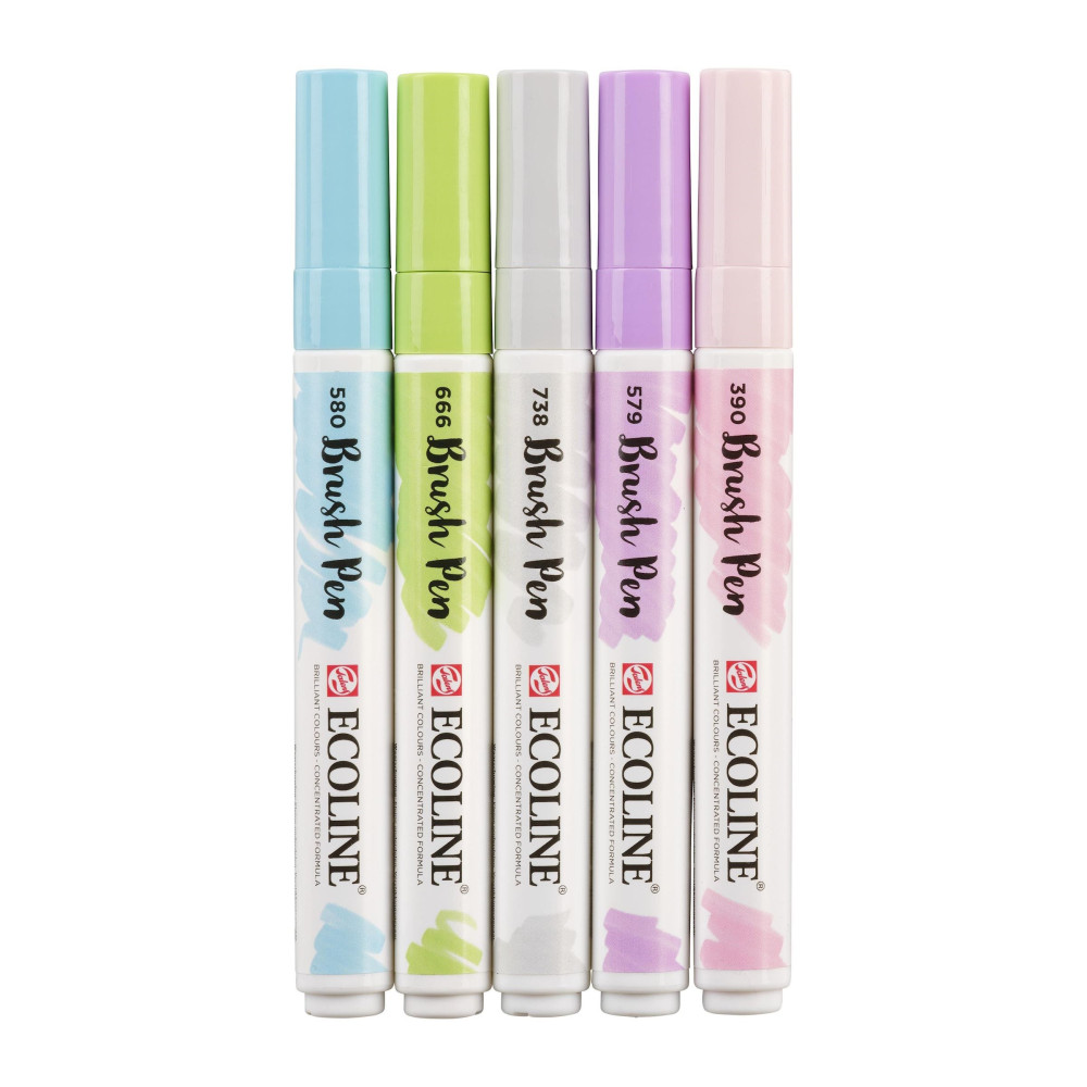 Brush Pen watercolor set Ecoline - Talens - Pastel, 5 colors
