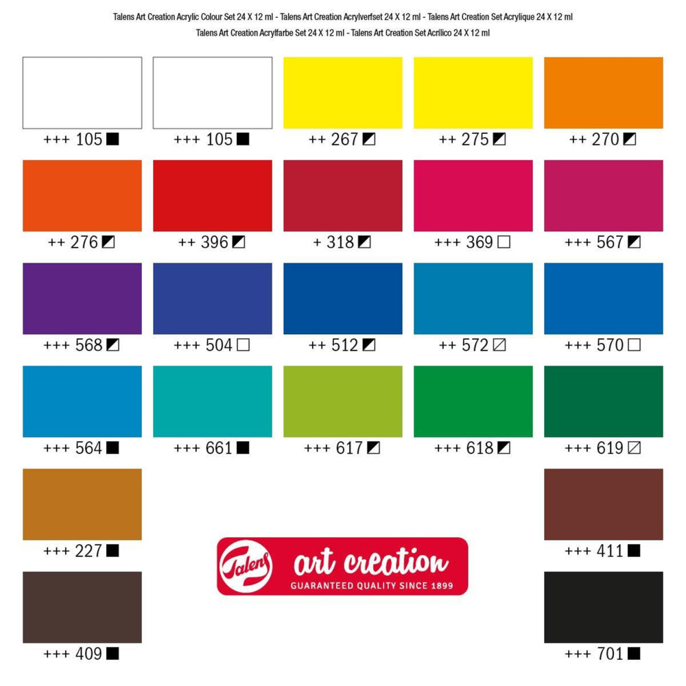 Zestaw farb akrylowych - Talens Art Creation - 24 kolory x 12 ml