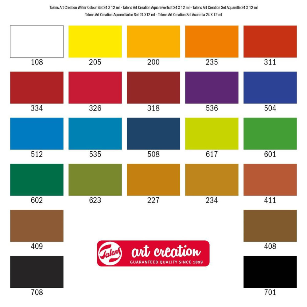 Zestaw farb akwarelowych w tubkach - Talens Art Creation - 24 kolory x 12 ml