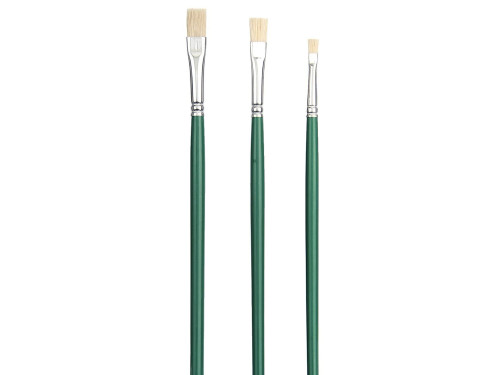 Set of flat, natural bristle brushes - Talens - oils and acrylics, 3 pcs.