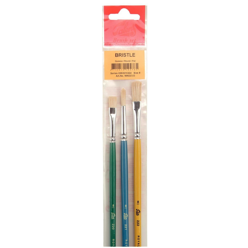 Set of natural bristle brushes - Talens - oils and acrylics, 3 pcs.