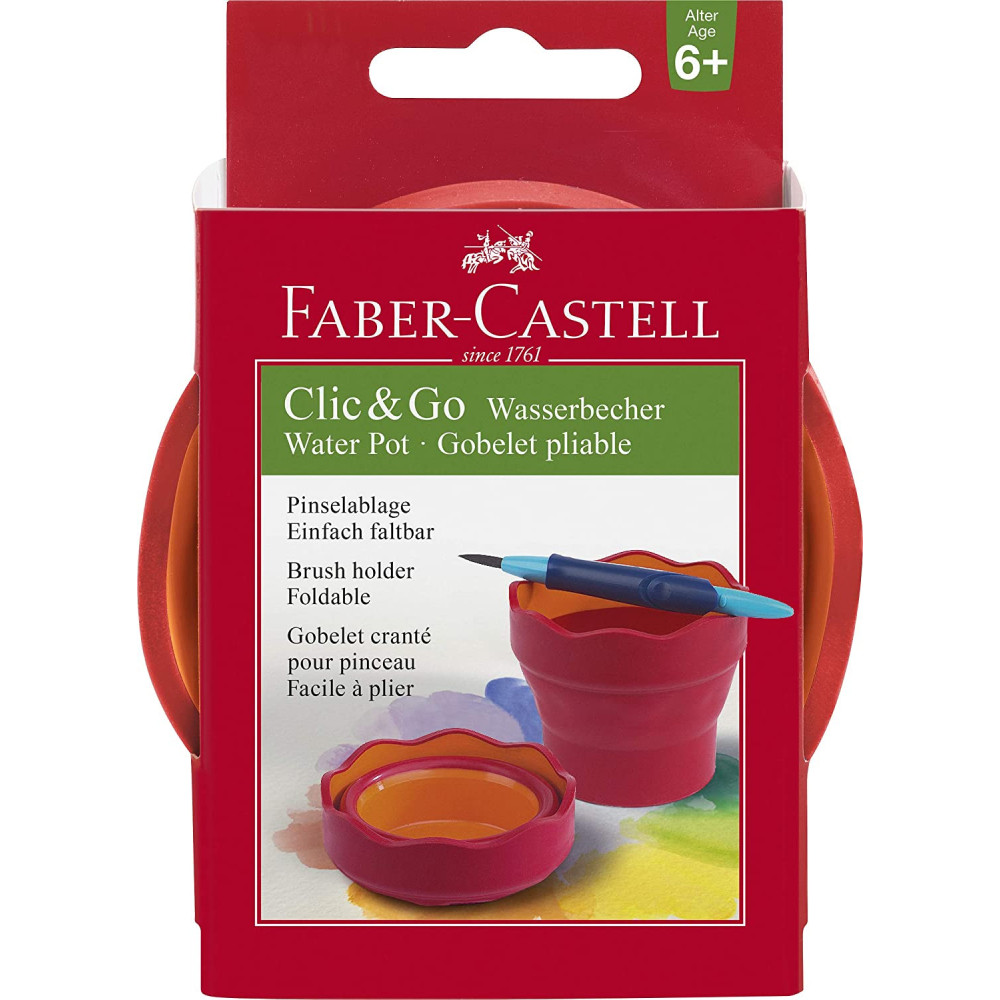 Składany kubek na wodę Click&Go - Faber-Castell - czerwony