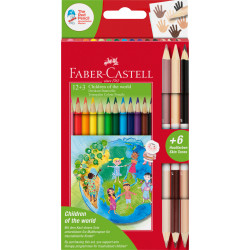 Set of colored pencils Grip Children of the world edition - Faber-Castell - 12 + 3 pcs.