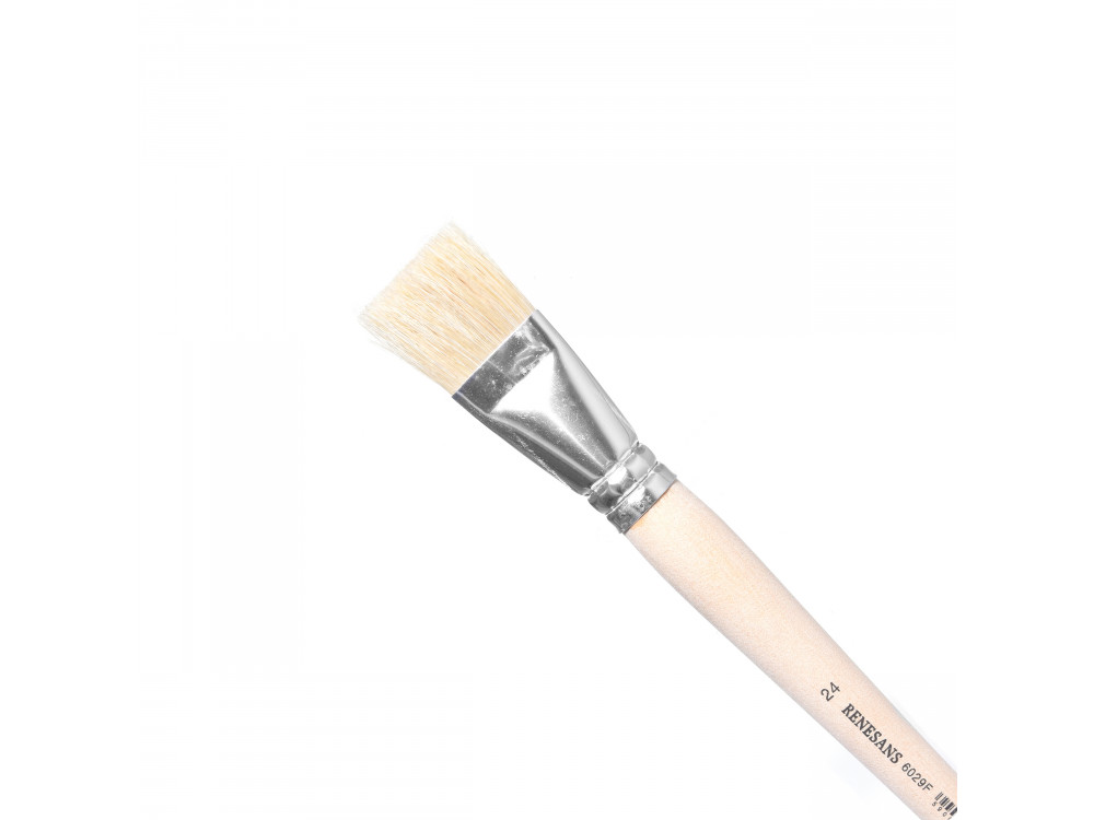 Flat, natural bristle brush - Renesans - oil and acrylics, size 24