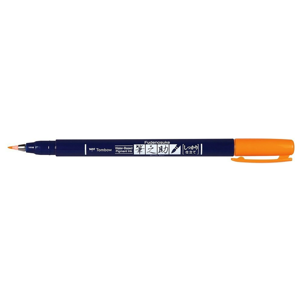 Pisak do kaligrafii Fudenosuke Brush Pen - Tombow - twardy, Neon Orange