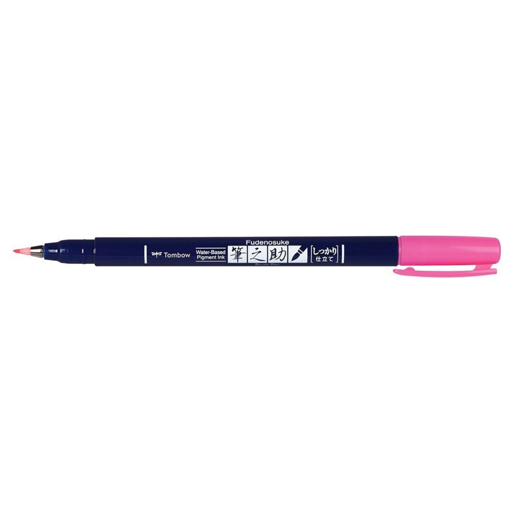 Pisak do kaligrafii Fudenosuke Brush Pen - Tombow - twardy, Neon Pink