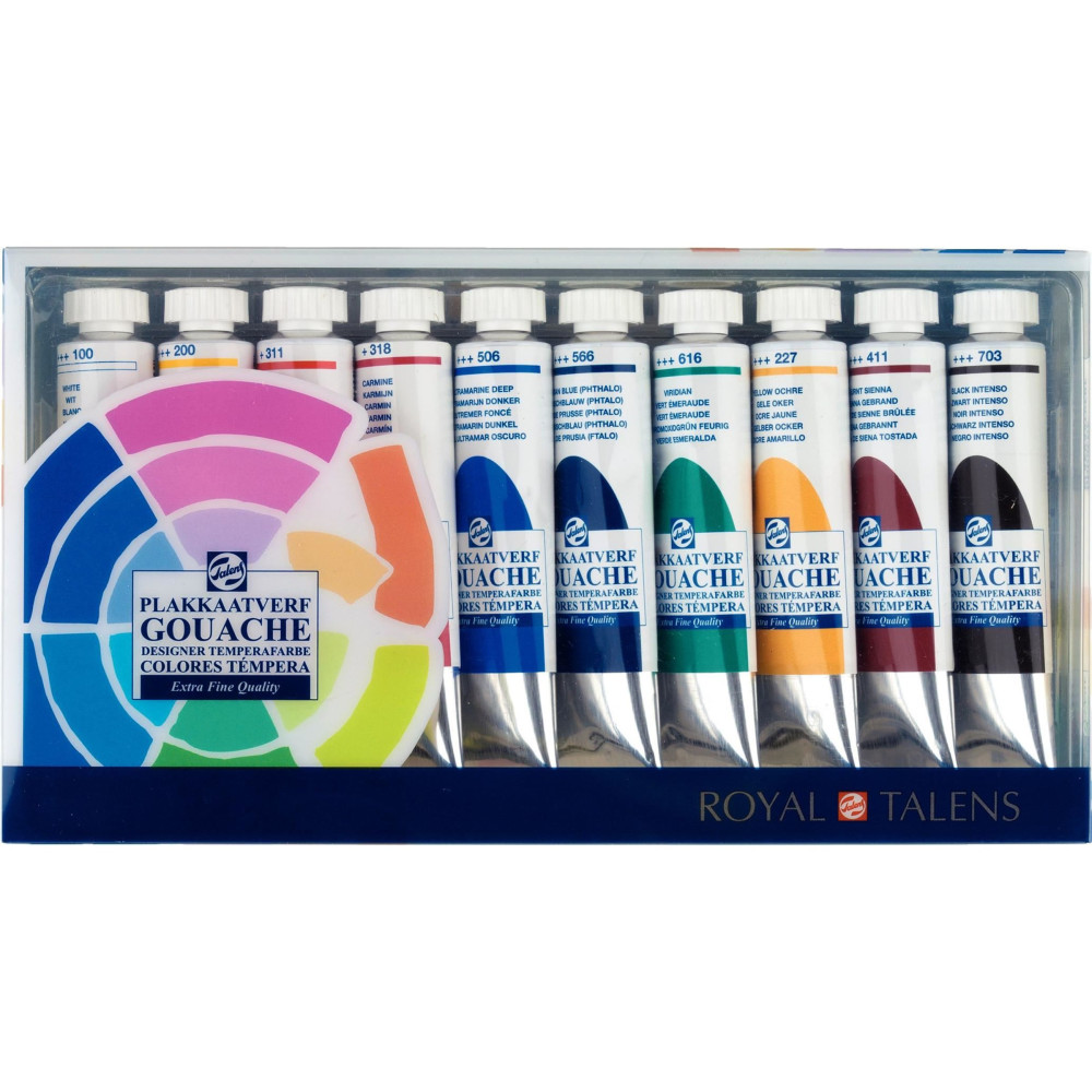 Zestaw farb gwaszy w tubkach - Talens - 10 kolorów x 20 ml