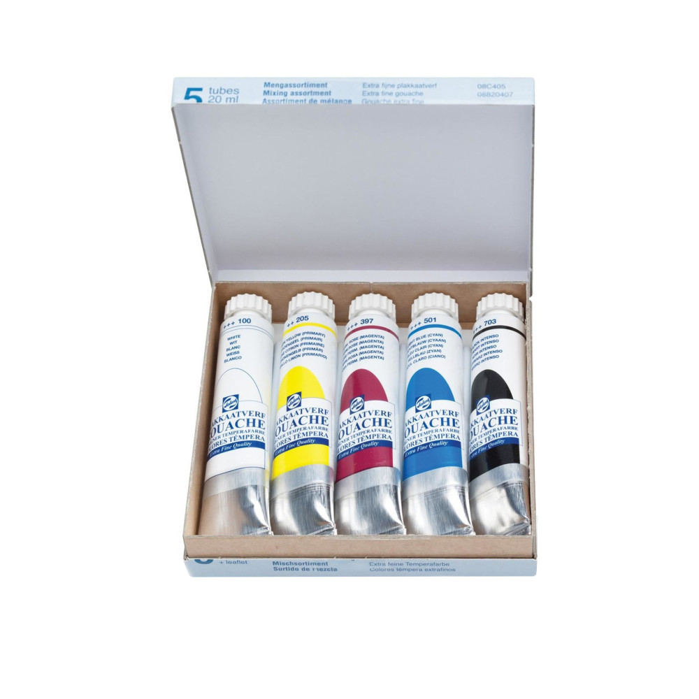 Set of Extra Fine gouache paints in tubes - Royal Talens - 5 colors x 20 ml