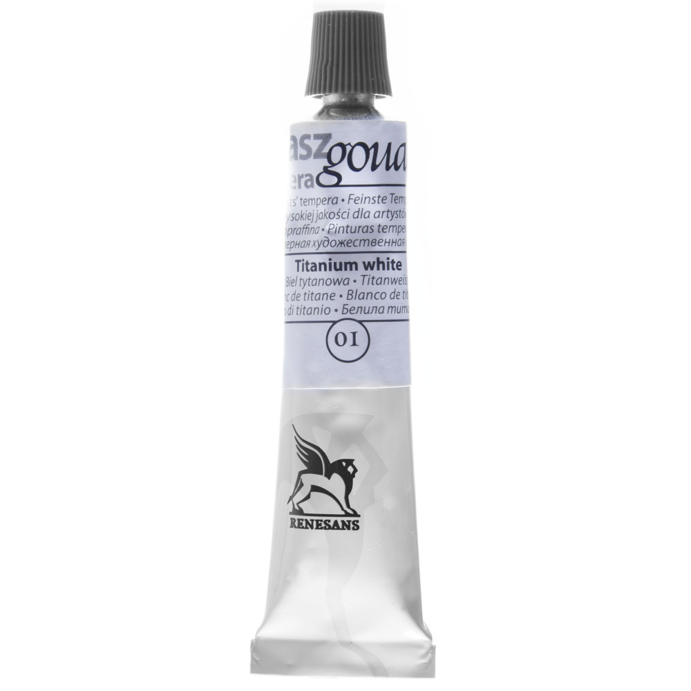 Gouache paint in tube - Renesans - 1, titanium white, 20 ml