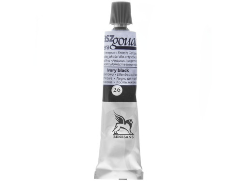 Gouache paint in tube - Renesans - 26, ivory black, 20 ml