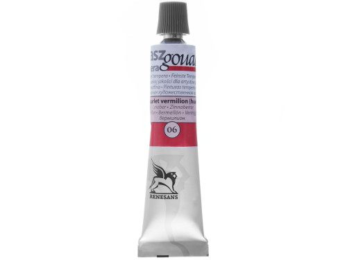 Farba gwasz - Renesans - 06, scarlet vermilion (hue), 20 ml