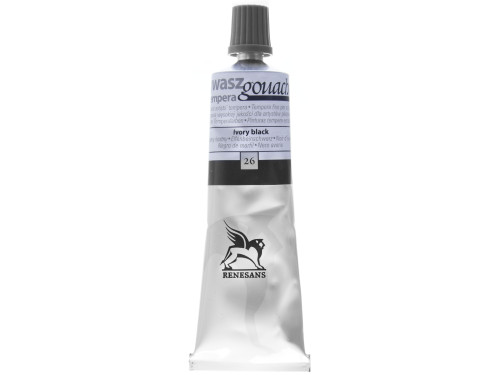 Farba gwasz - Renesans - 26, ivory black, 60 ml