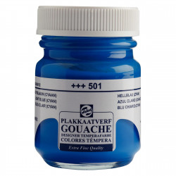 Gouache Extra Fine paint in a bottle - Talens - Light Blue Cyan, 50 ml